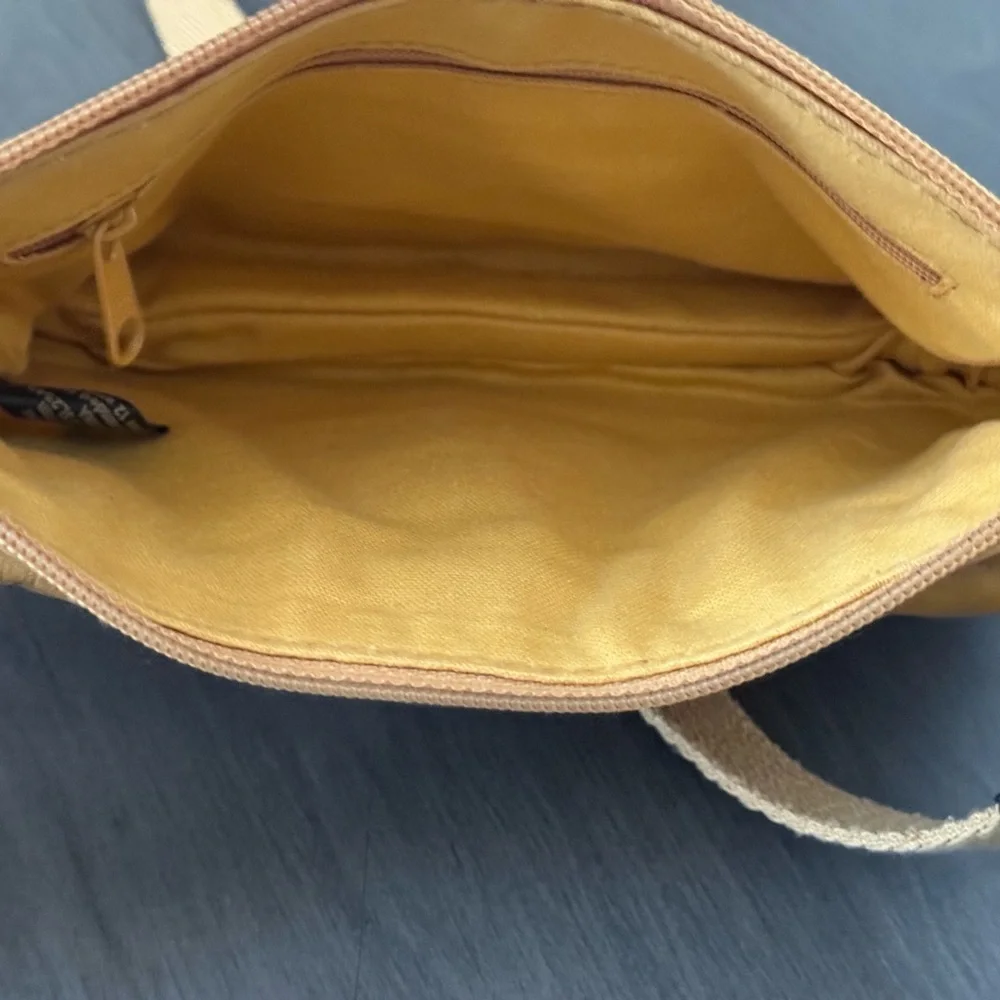FOSSIL Leather/Canvas Mustard Crossbody Bag